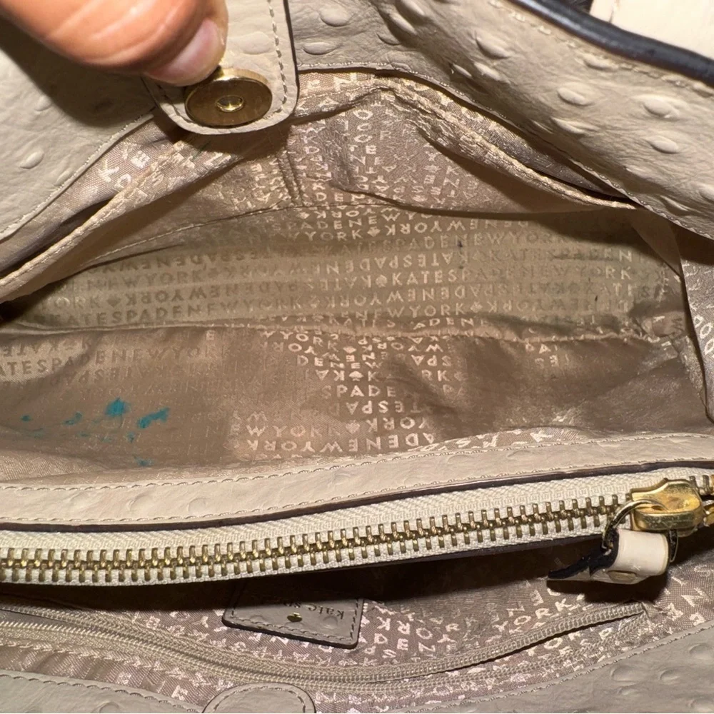 Kate Spade Beige Ostrich-Embossed Satchel